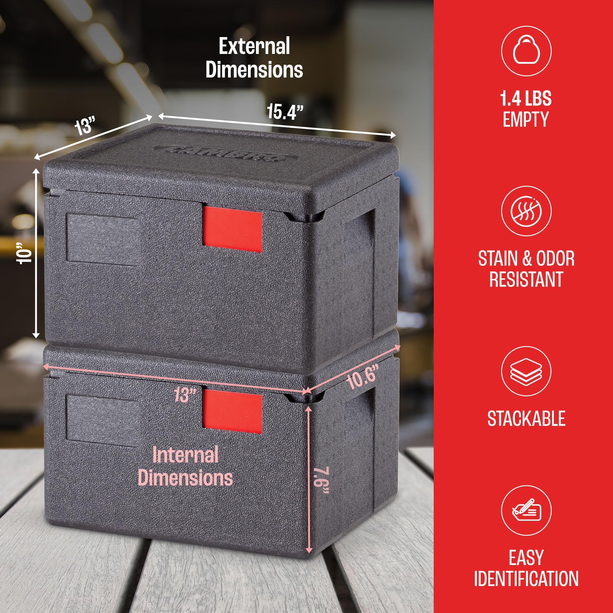 Cambro Cam GoBox Half-Size Insulated Food Carrier - Top Load, 8" Deep - View #2