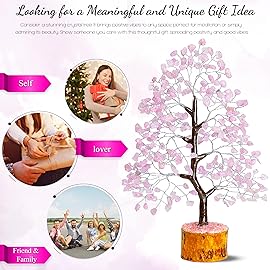 Rose Quartz Crystal Tree Home Decor and Pink Room Decor, Healing crystals Chakra Tree of Life Birthday Gifts for Women Mom Her Sister House warming Gifts New Home Spiritual Presents womens Gift