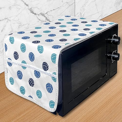 Lunarable Volleyball Microwave Oven Cover, Sports Ball Theme Doodle Style Simplistic Composition Healthy Living, Water Resistant Organizer with