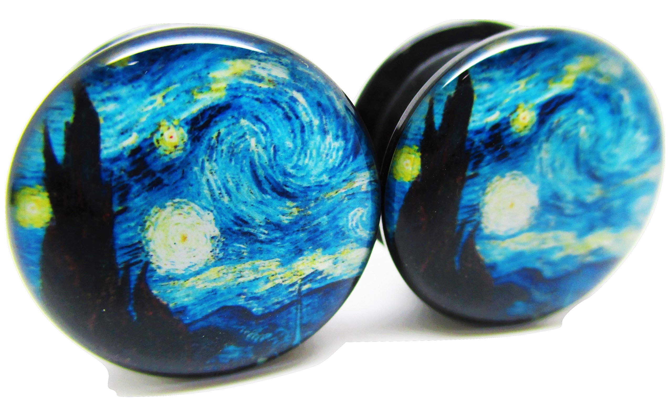 Pierced Republic A Starry Night Ear Plugs - Acrylic Screw-On - New - 8 Sizes - Pair (00 Gauge (10mm))