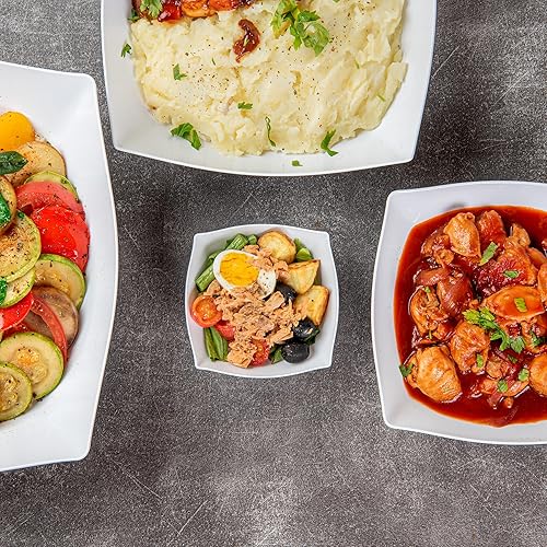 Miniatura 9 de Restaurantware Moderna - Cuencos de plástico de lujo de 8 onzas, 10 cuencos cuadrados desechables para ensalada, duraderos y resistentes, para