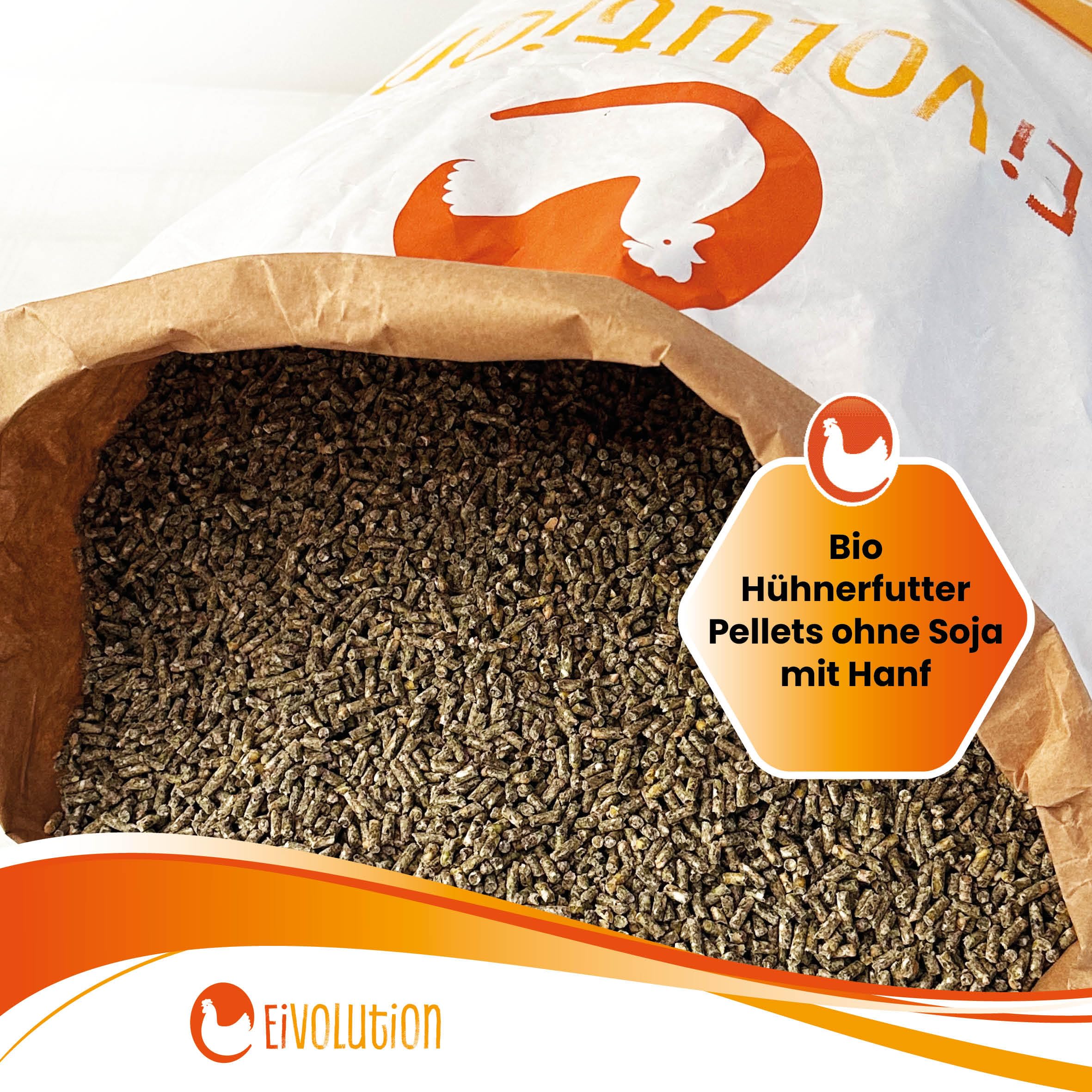 Bio Hühnerfutter Hanf-Pellets ohne Soja - 14 kg - nährstoffreich & aromatisch - Naturland zertifziert