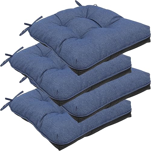 RACE LEAF Cojines para sillas de comedor, paquete de 4 unidades, almohadillas de espuma viscoelástica para sillas de cocina con lazos y respaldo