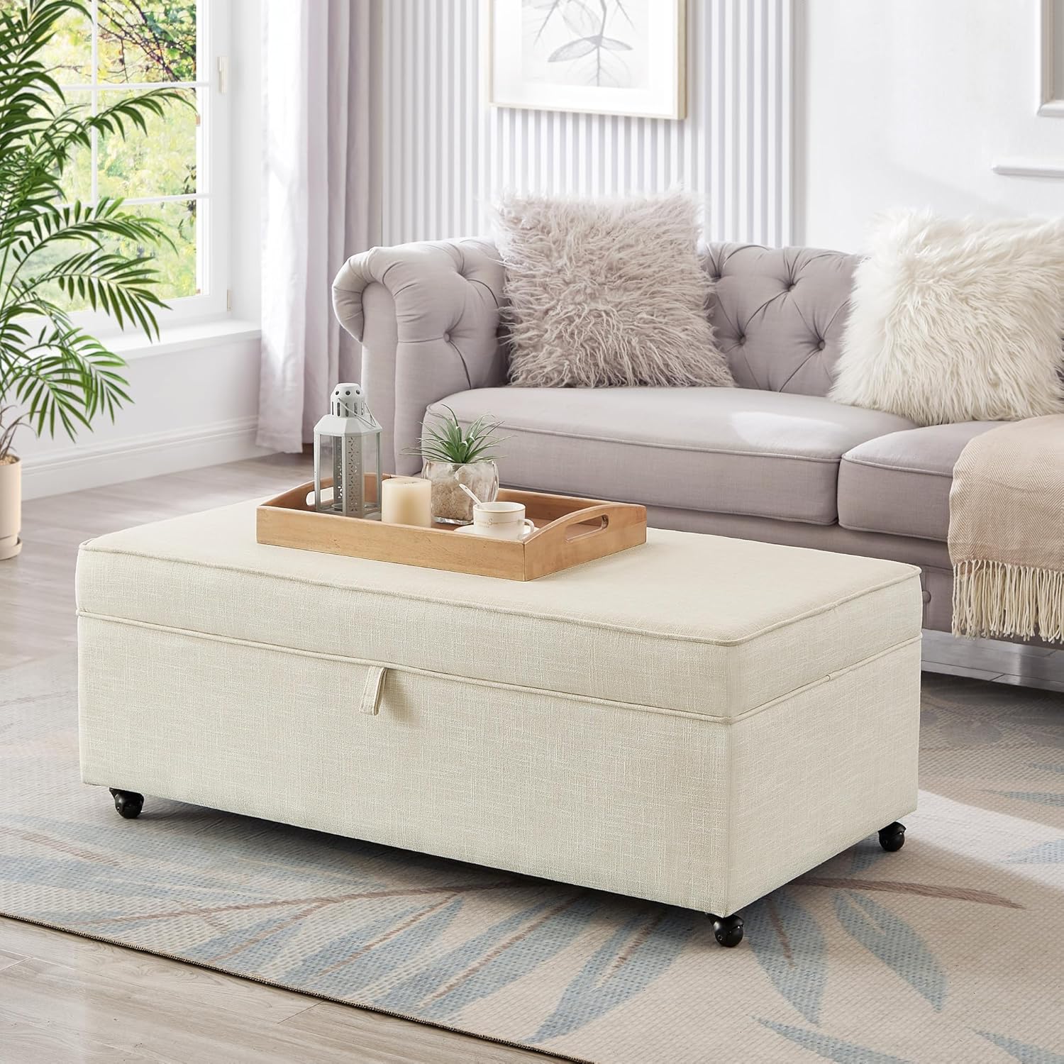 Ball & Cast 45" Sofa Ottoman with Storage, Linen