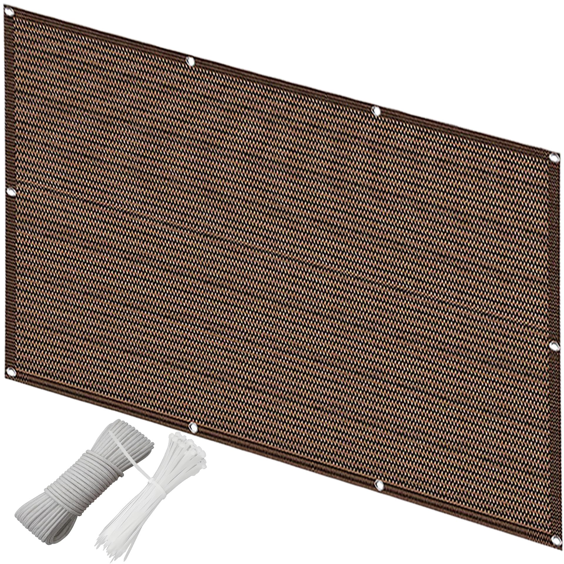 QINLIQIN Wave Shade Cloth Sail 1.3 x 5.5 m Garden Privacy Protective Screens Breathable UV Protection with Rope and Stainless Steel Eyelets for Outdoor Pool, Porch, Railing, Brown