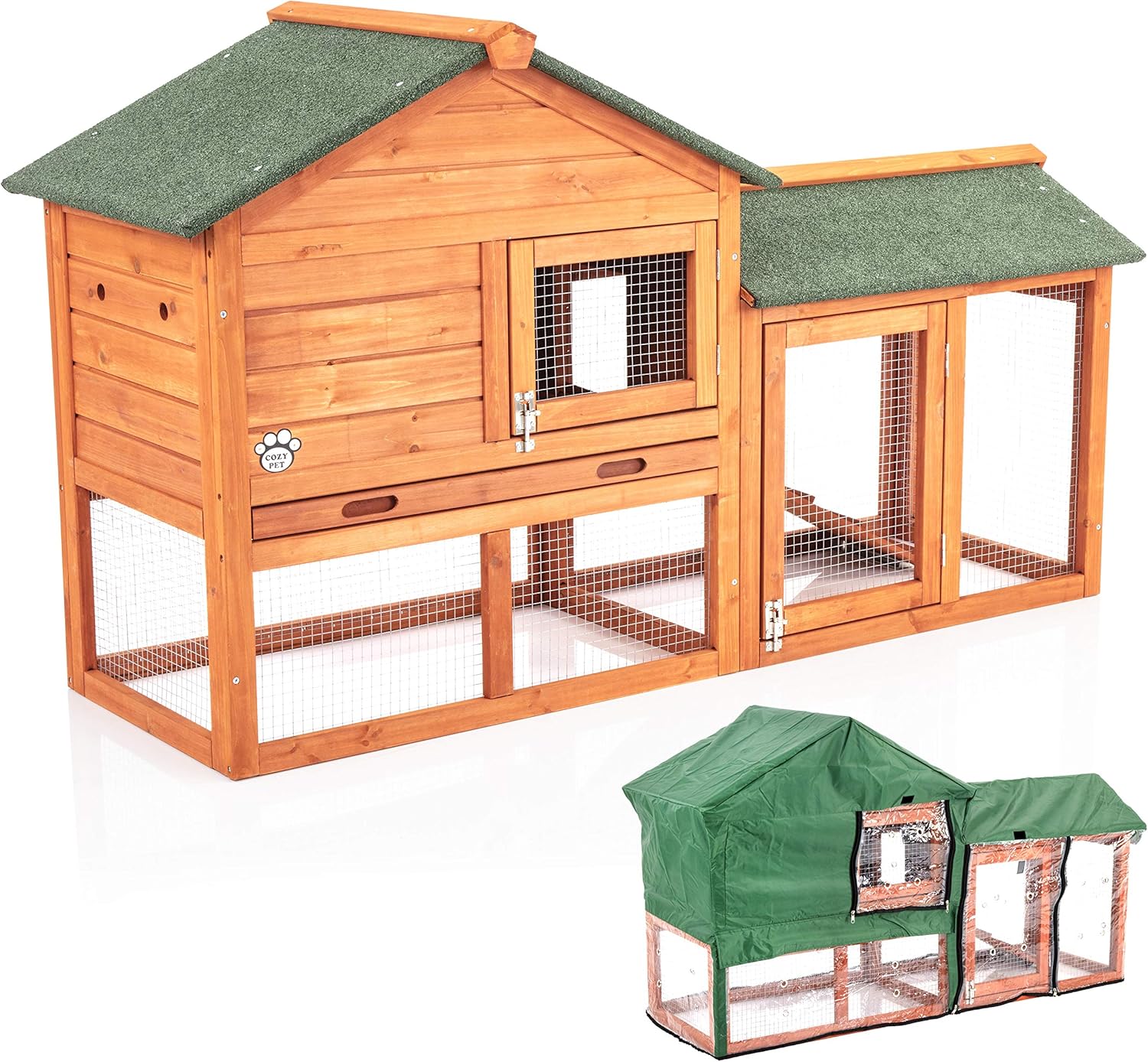 Cozy Pet Rabbit Hutch & Cover Guinea Pig Hutches Run Runs Large 2 Tier