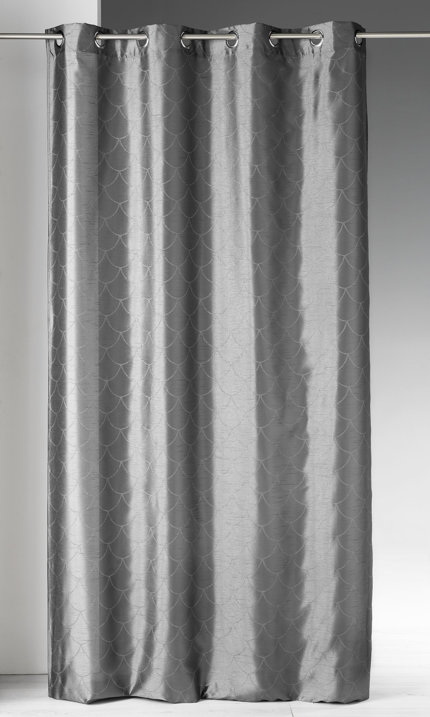Homemaison, Shantung Curtain with Tortoise Print, Polyester, Fantasy Pattern, Ready to Hang with 8 Silver Eyelets