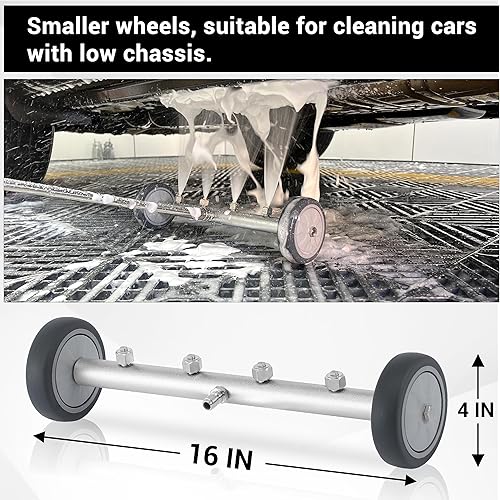 Miniatura 7 de M MINGLE Accesorio para lavadora a presión del tren de rodaje, potente lavadora de 16 pulgadas para debajo del automóvil con cañón de espuma y