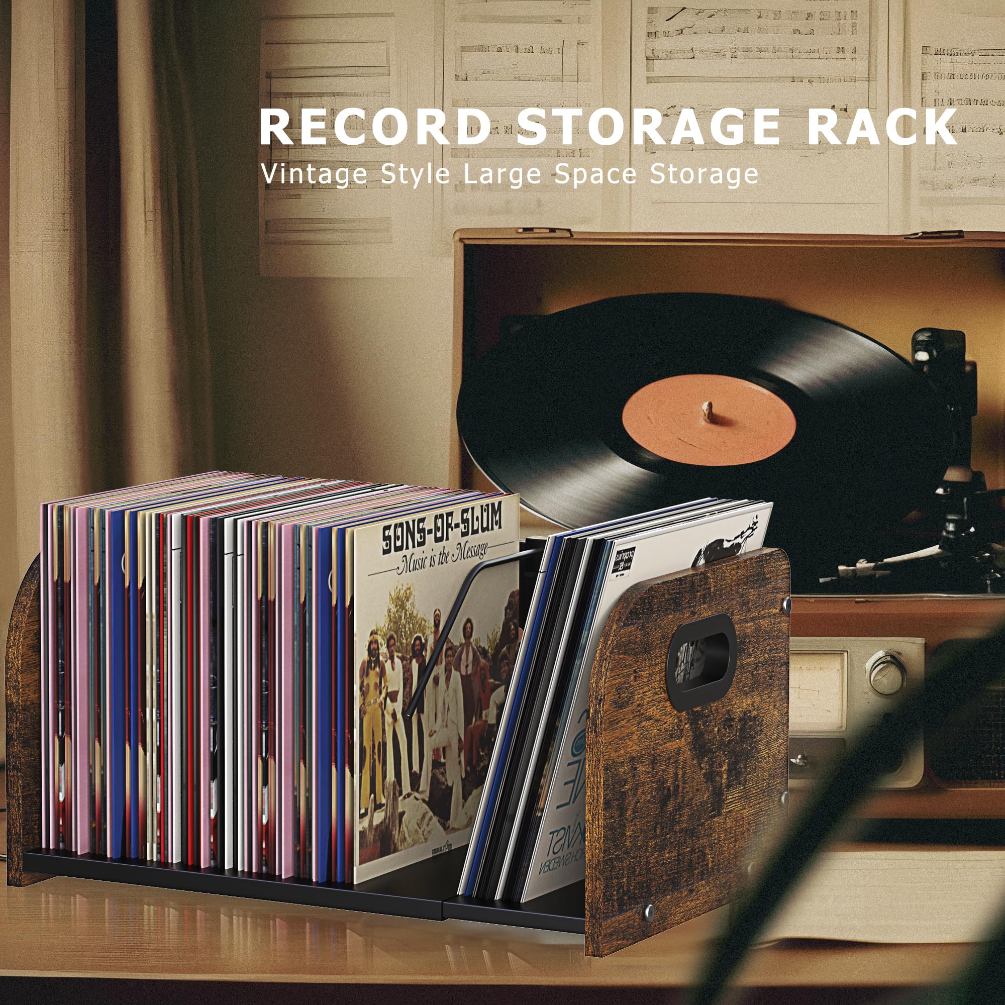 Soporte de almacenamiento de discos de vinilo, soporte expandible con divisor móvil, almacenamiento de álbumes de 110 LP para discos de vinilo, soporte de vinilo, estante de exhibición de discos,