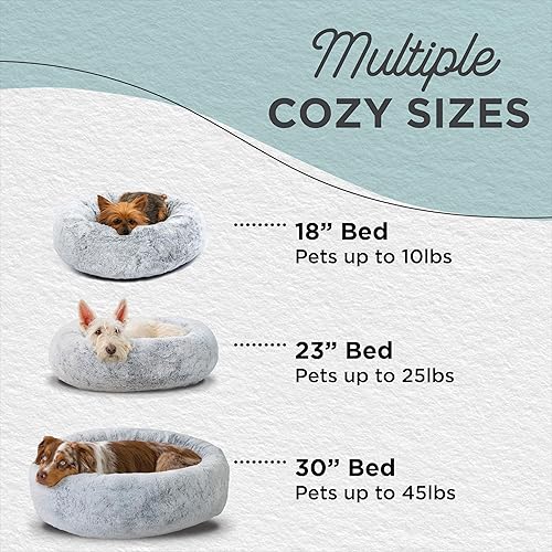 Miniatura 5 de Best Friends by Sheri SnuggleSoft - Cama calmante de piel sintética de conejo con forma de dona para perros y gatos, color gris, 23 x 23 pulgadas