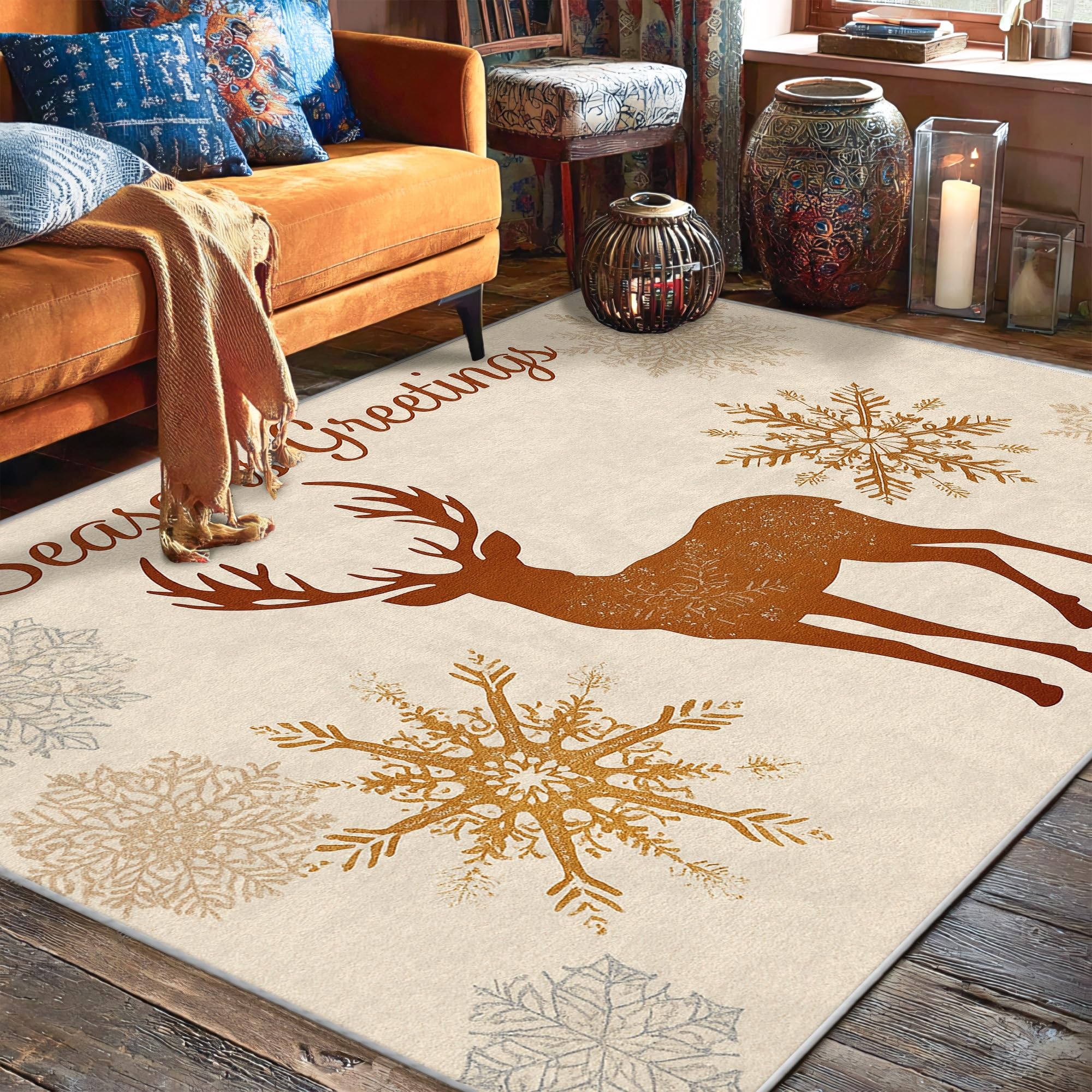 Tapis de salle à manger antidérapant fini les glissades avec ce motif renne