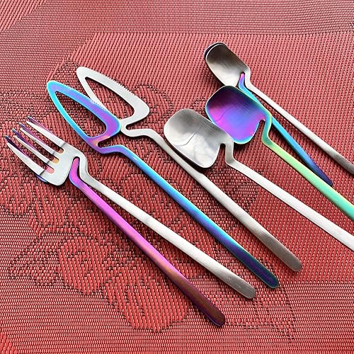 Miniatura 8 de Juego de cubiertos plateados de 4 piezas, juego de cubiertos de cocina antioxidantes, juego de vajilla de acero inoxidable para 1, incluye cuchara,