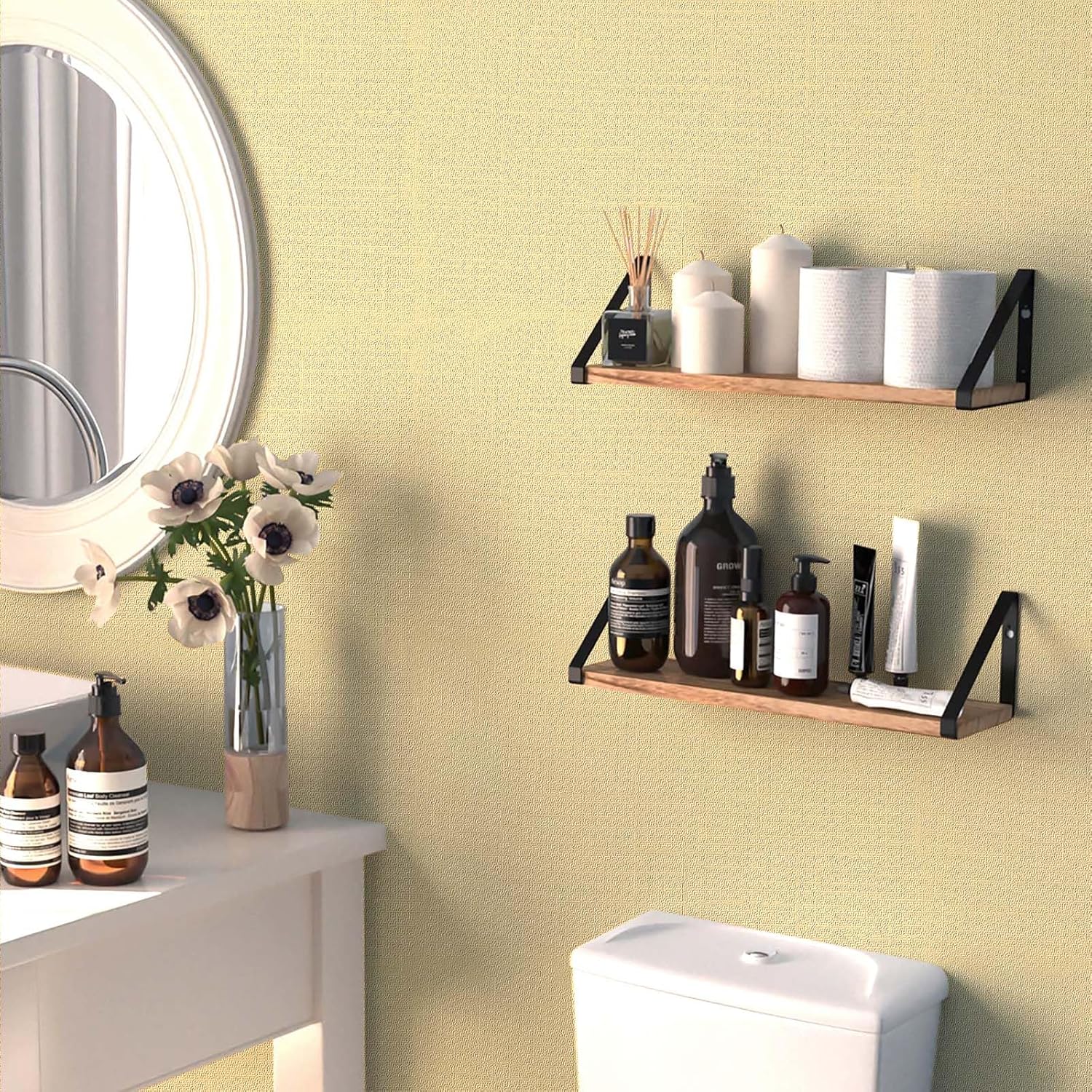 Yun-aeon Yellow Textured Peel and Stick Wallpaper 15.7" × 400" Removable Waterproof Contact Paper for Cabinets and Drawers Vinyl Self Adhesive Wall Paper Decorative for Bedroom Bathroom
