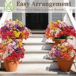 24 Bundles Artificial Flowers for Outdoors/Indoors, Fake Flowers Plants for Indoor Outside Garden Porch Window Box Home Wedding Farmhouse(8 Color)