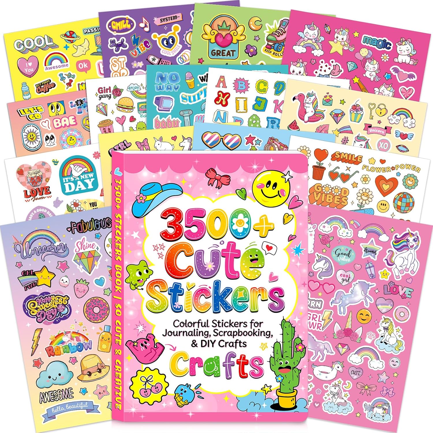 3500Pcs+Cute Stickers Scrapbook Stickers Book Letter Flower Heart Stickers