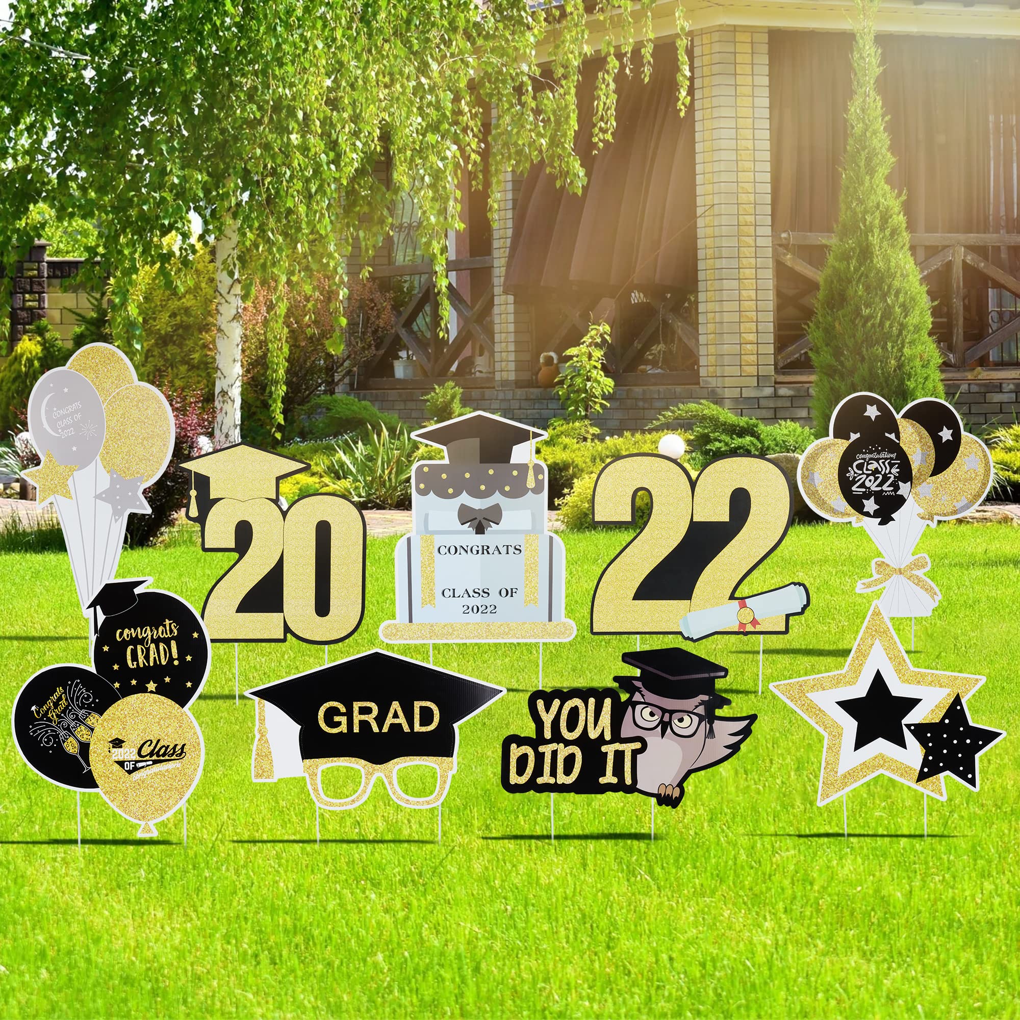 Buy HOOJO 9 PCS Graduation Yard Signs with Stakes Decorations 2022