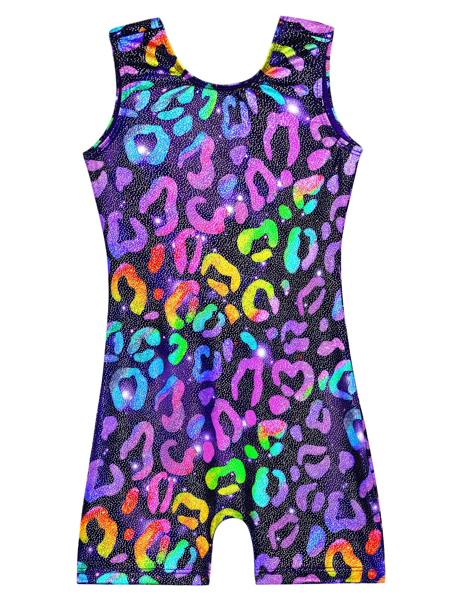 Domusgo Gymnastics Leotards for Girls Sparkly One Piece Biketard Size 1-10Y
