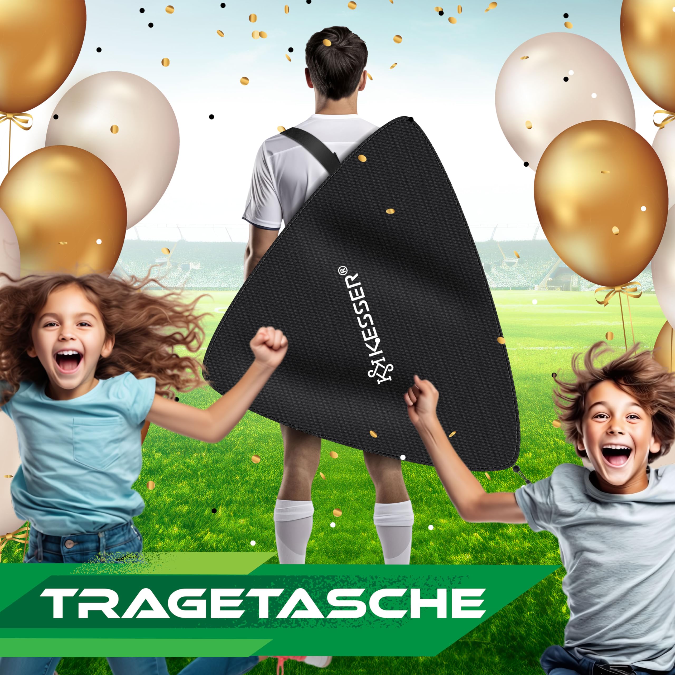 KESSER® Fussballtor 2er Set | Tolles Fußball Geschenk für Kinder, Indoor und Outdoor Garten : Antirutsch - Inkl. Fussball Trainingszubehör: Hütchen, Zielscheibe, Sporttasche, Ballpumpe