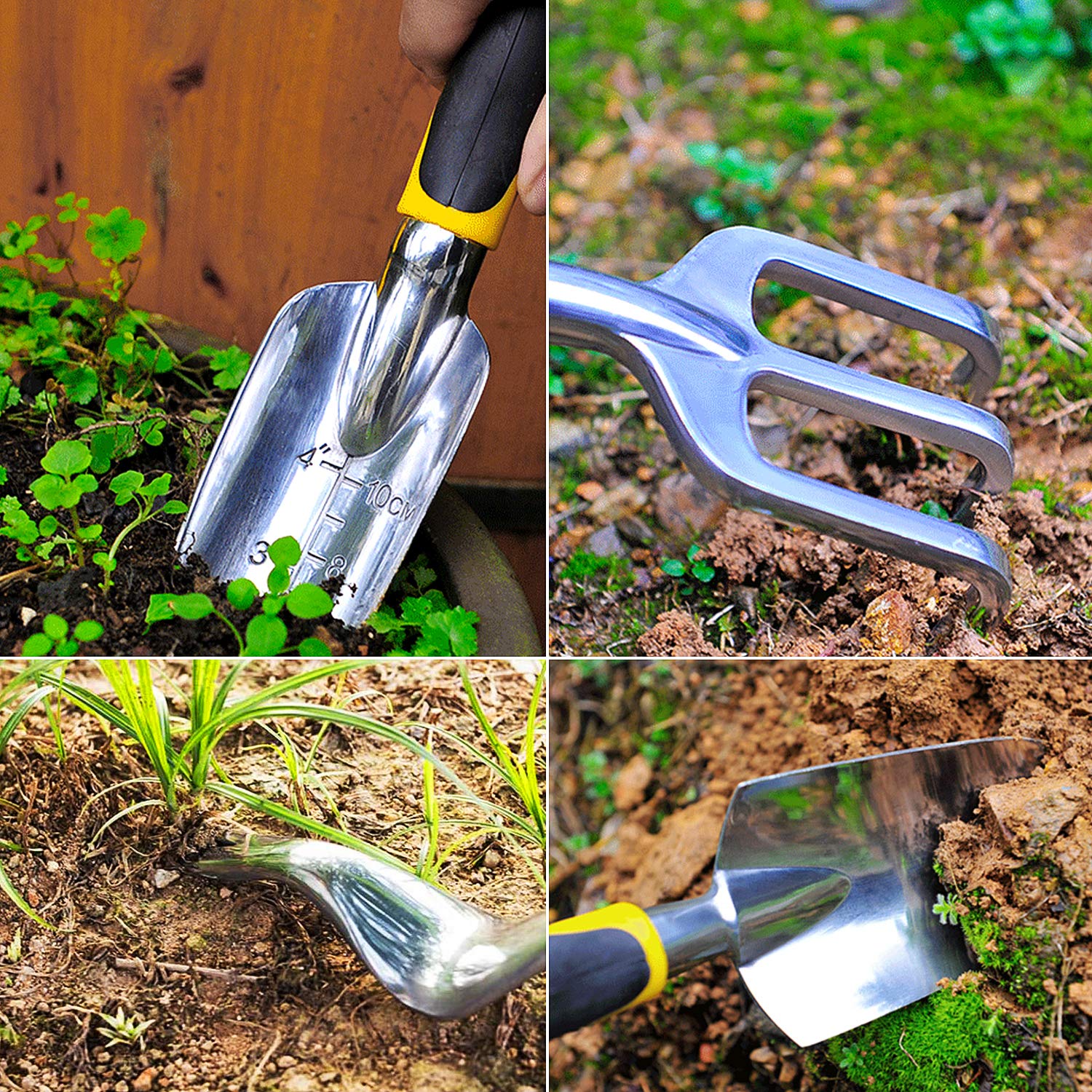 Acier Inoxydable Antidérapant Kit De 11 Outils De Jardin En Acier Inoxydable – Avec Sac De Rangement, Cadeau Idéal Pour Jardinier