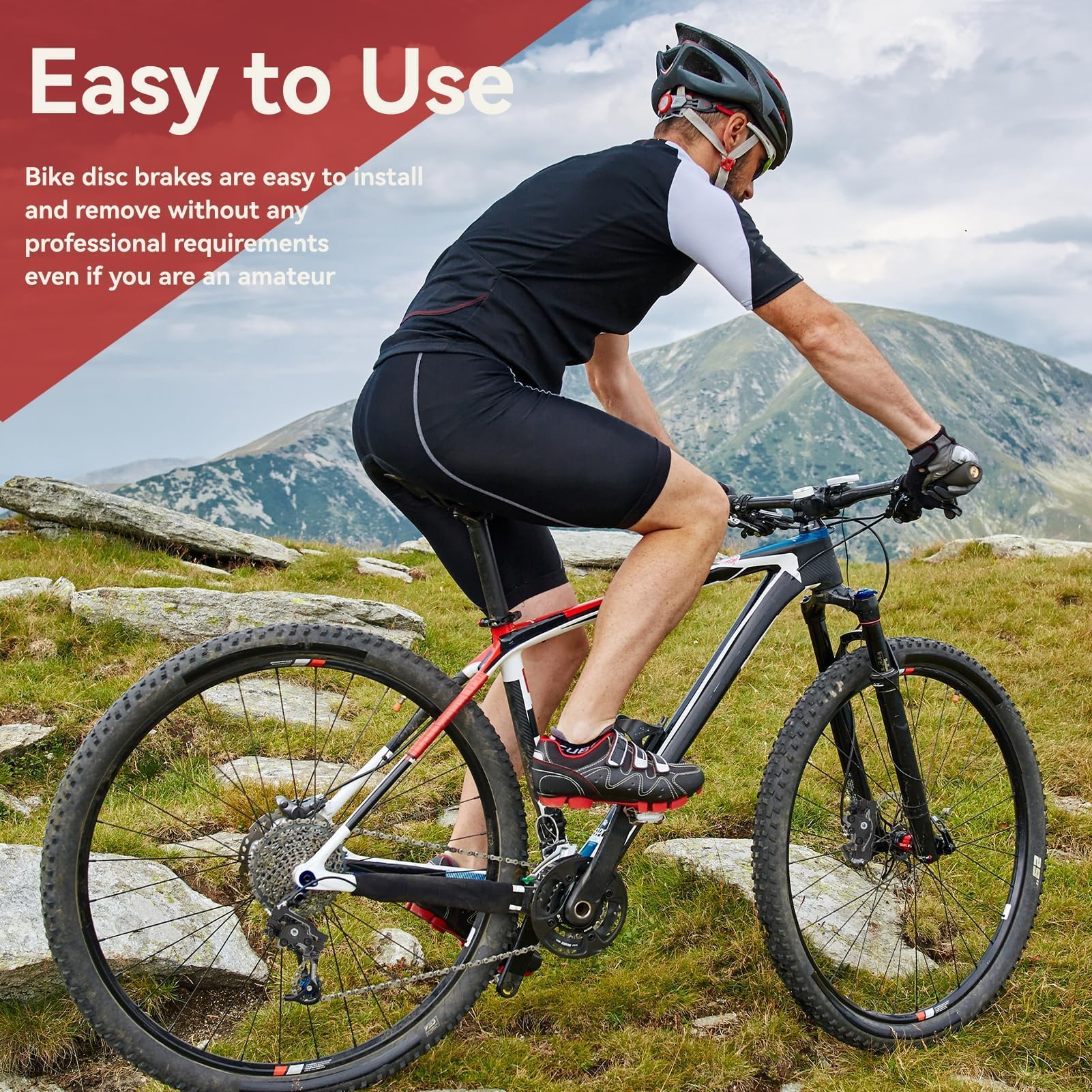 Agatige Set di Freni a Disco per Mountain Bike, Kit di Freno a Disco Pinza Anteriore e Posteriore MTB Accessori per Estrattori Cavi per Biciclette per Bici da Strada, BMX(Nero)