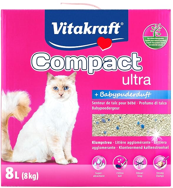 Foto 4 de 6 de Vitakraft - Arena Aglomerante Compact Ultra Plus Sílice, Arena para Gatos con Gel de Sílice - 8kg