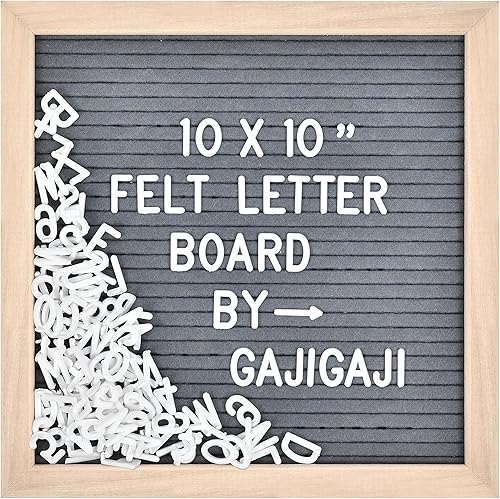 Miniatura 7 de Tablero de letras de fieltro con 294 letras, números, símbolos, tablero de mensajes intercambiable de 10 x 10 pulgadas con marco de madera para