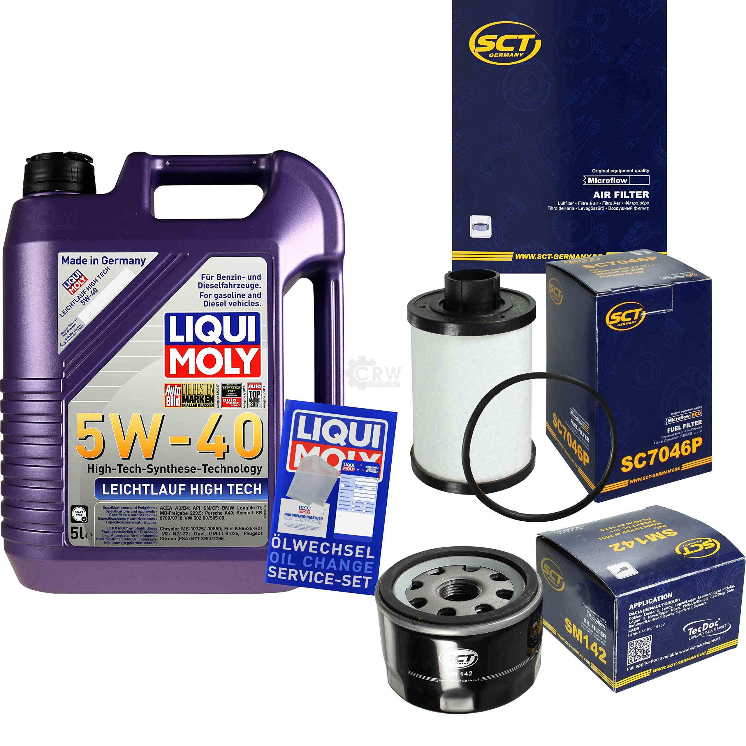 Set di filtri di ispezione 5 litri olio motore a scorrimento leggero High Tech 5W-40 SCT Germany filtro carburante filtro aria filtro olio filtro olio