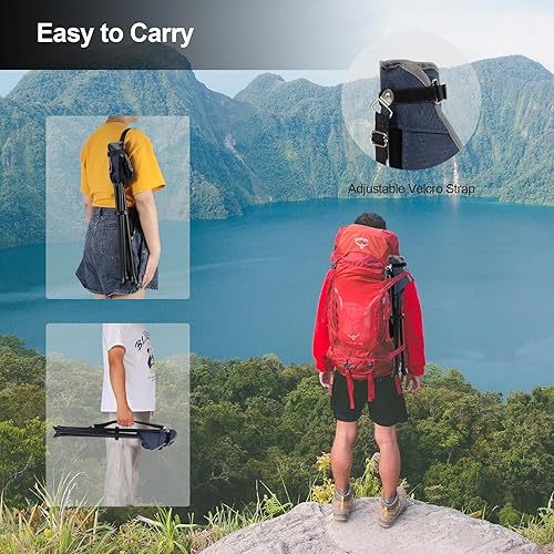 Miniatura 7 de REDCAMP Paquete de 2 taburetes plegables de camping para adultos, resistentes, ligeros, portátiles, sillas de trípode, asientos para pesca, caza,