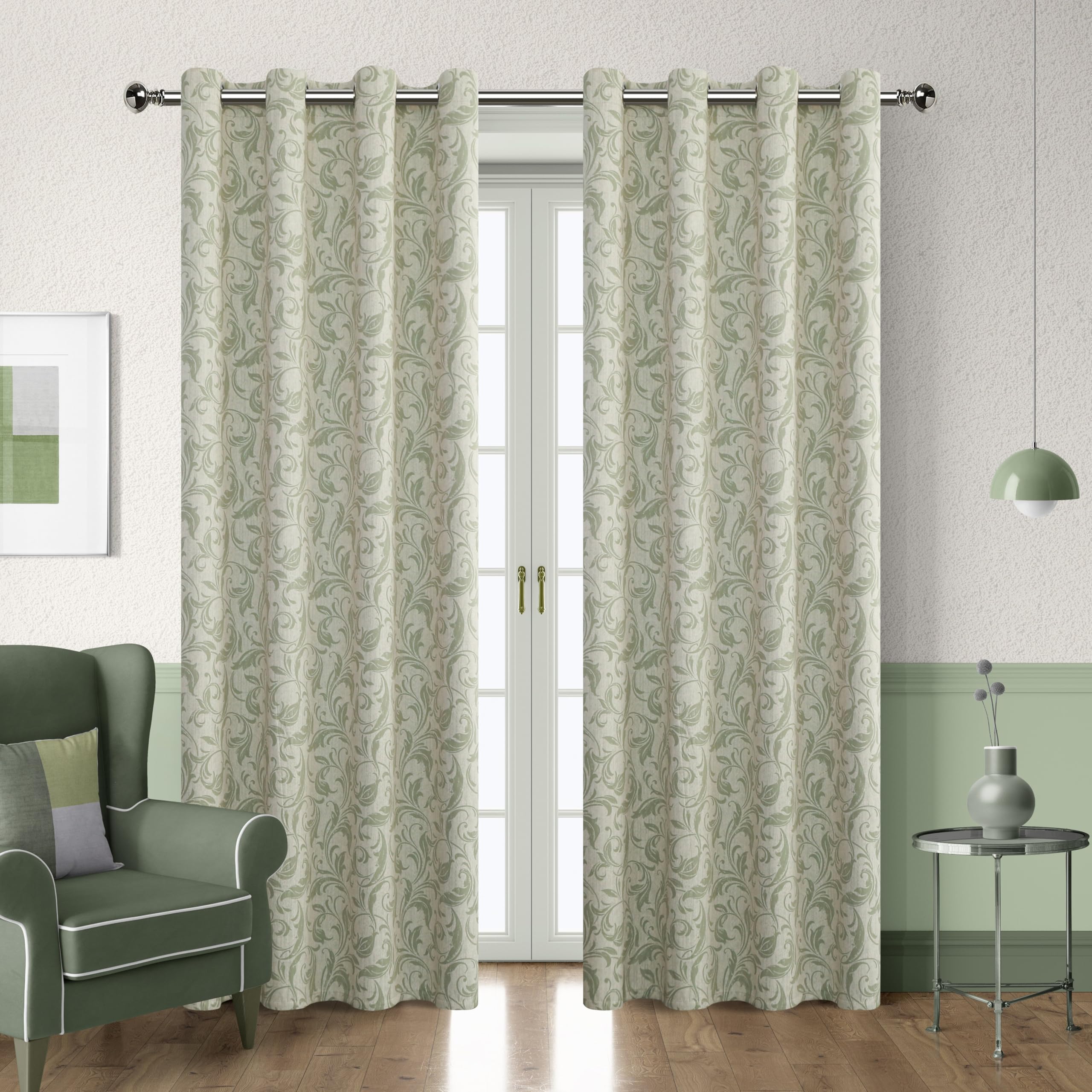 Blackout Curtains for Bedroom, Jade Window Drapes 72 Inch Length for Living Room, Thermal Insulated Grommet Curtains, 2 Panels