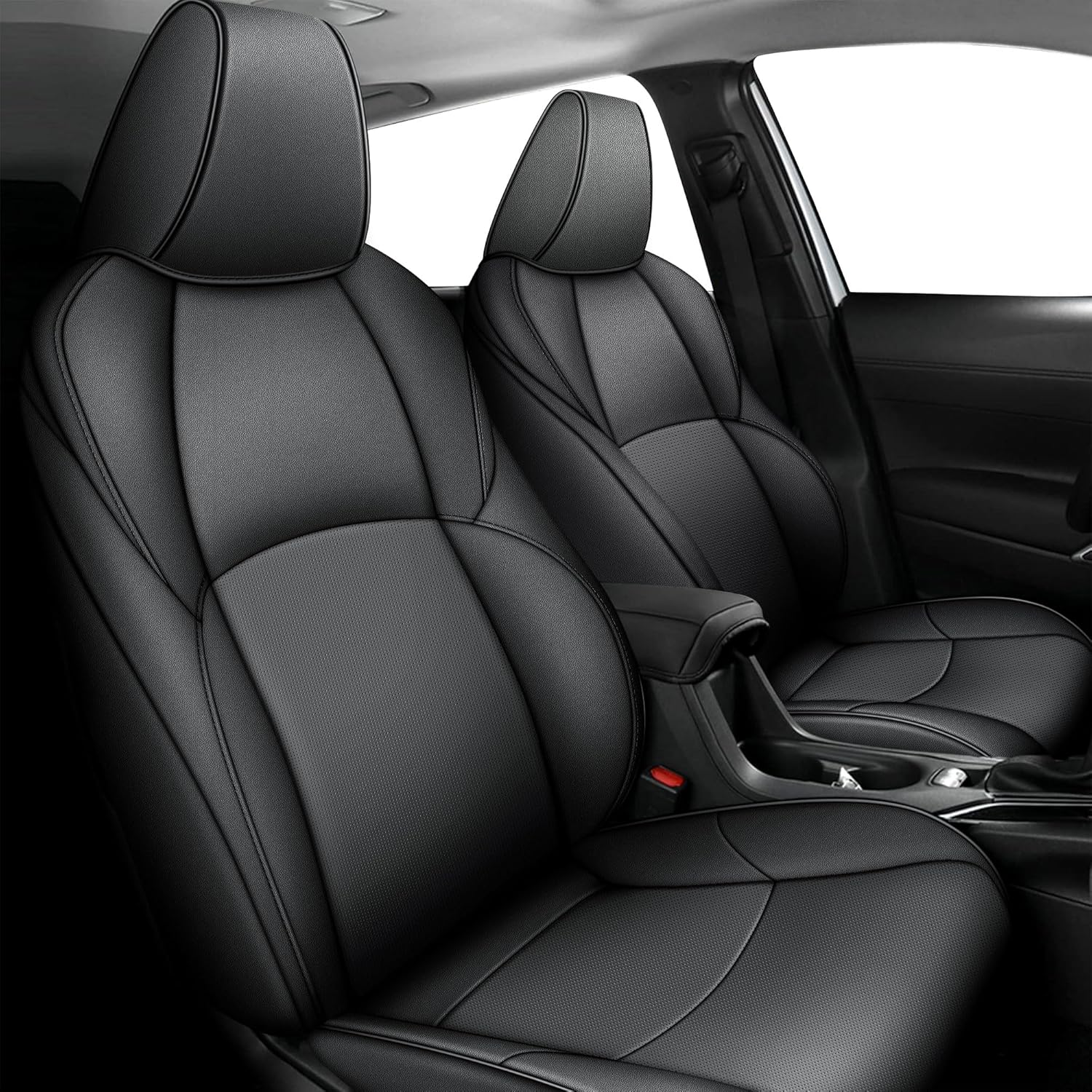 AOMSAZTO Custom Fit for Toyota Corolla Faux Leather Car Seat Covers Full Set Compatible Airbag Car Seat Protector Black (Black, 2020-2022 Corolla XSE,XSE Apex Edition)