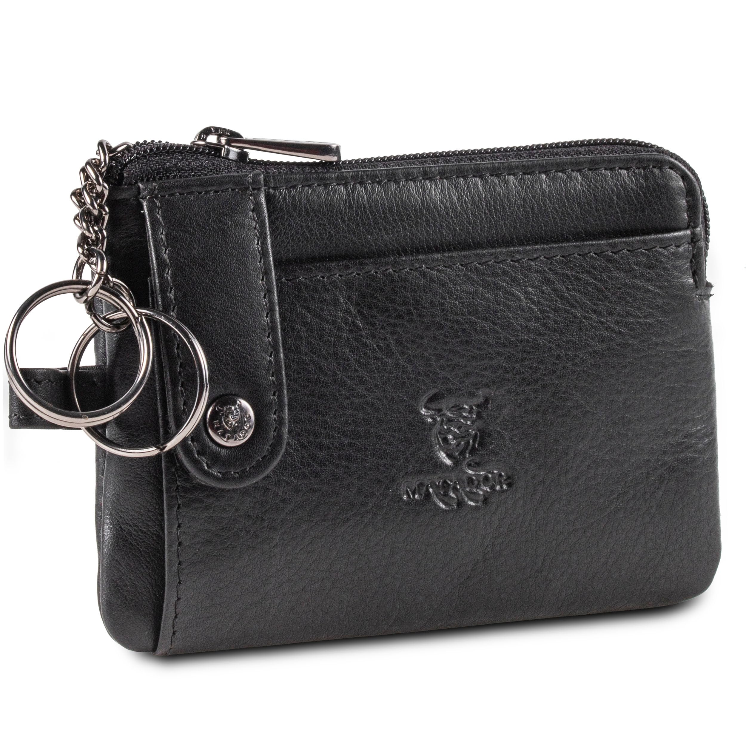 MATADOR Porte Clef avec 2 Porte Carte Crédit et Porte Monnaie en Cuir Véritable | Mini Pochette Rangement Clé avec Blocage RFID et Boîte Cadeau | Sac Cuir Porte Clés Multifonction | Accessoire Voiture