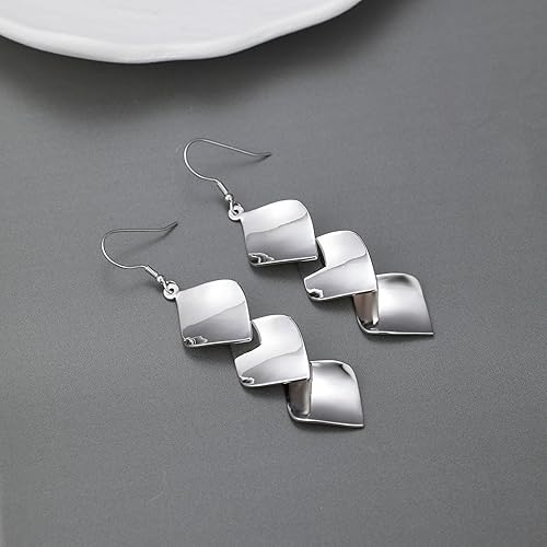 Vista 2 de Aretes colgantes pequeños de plata de ley 925 para mujer, ligeros, tricolor, sutileza, pequeños, a la moda, delicados, perfectos para regalos