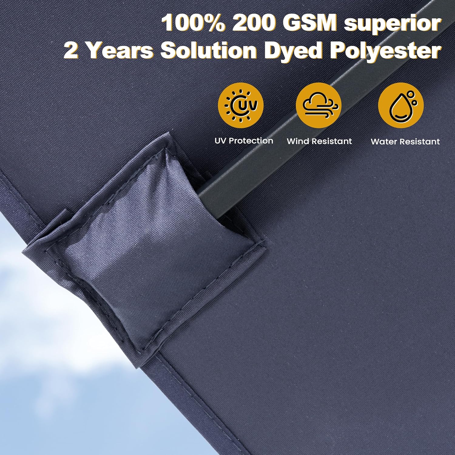 9x5 Feet Patio Umbrella with Base Included - Square Market Umbrella Fits Table Hole with 43lbs Heavy Duty Base & Wheels for Balcony, Deck, Navy Blue