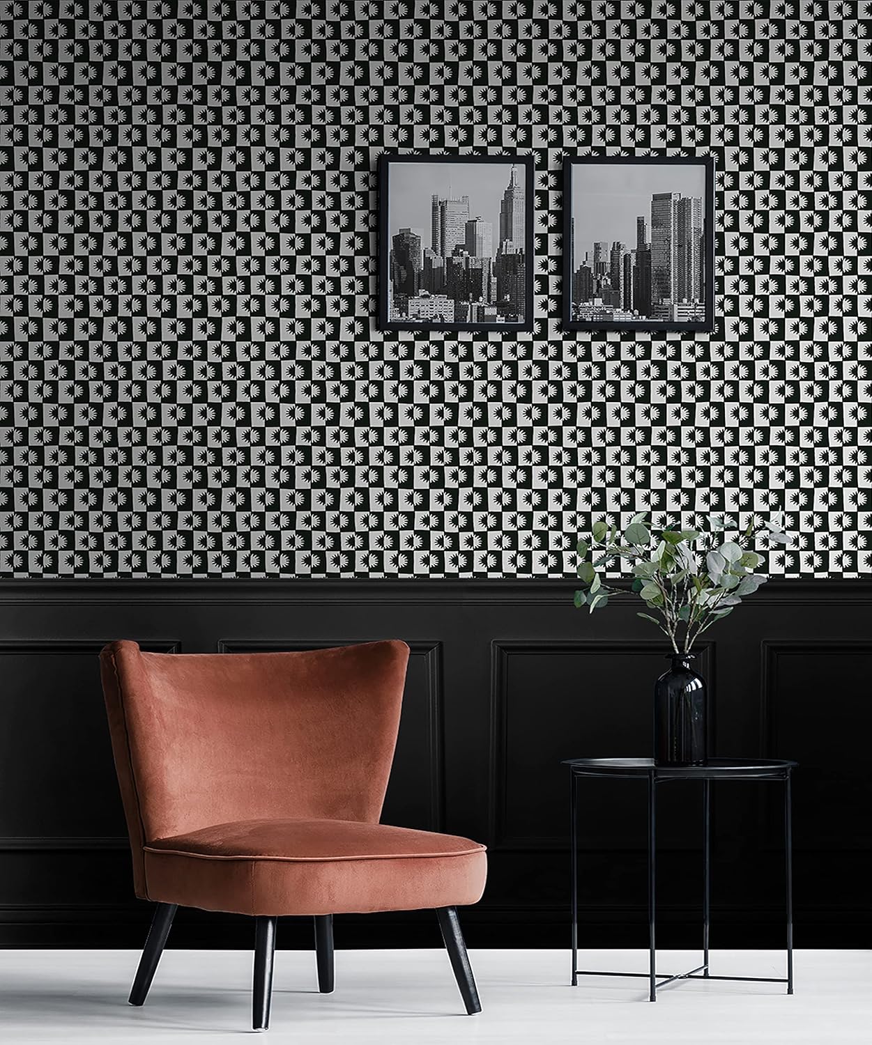 Peel and Stick Designer Wallpaper, Premium Eclectic Wallpaper for Bedroom, Powder Room, Kitchen, Self Adhesive, Vinyl, 30.75 Sq Ft Coverage (Sunrise Collection, Eclipse)