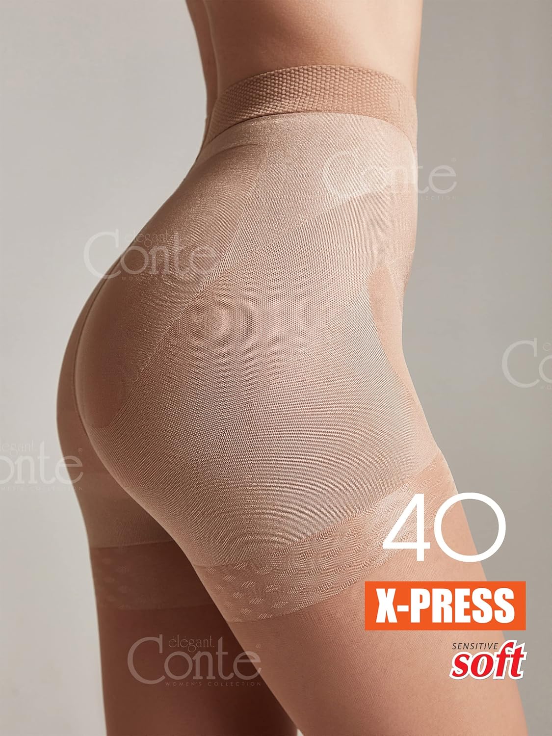 Conte High Waist Control Top Shaping Semi Opaque Pantyhose Tights X-Press 40 Den - Image 4