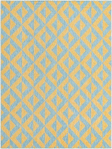 Miniatura 2 de Unique Loom Unique Loom Outdoor Collection - Alfombra rectangular de 9 x 12 pies, color amarillo y aguamarinaamarillo