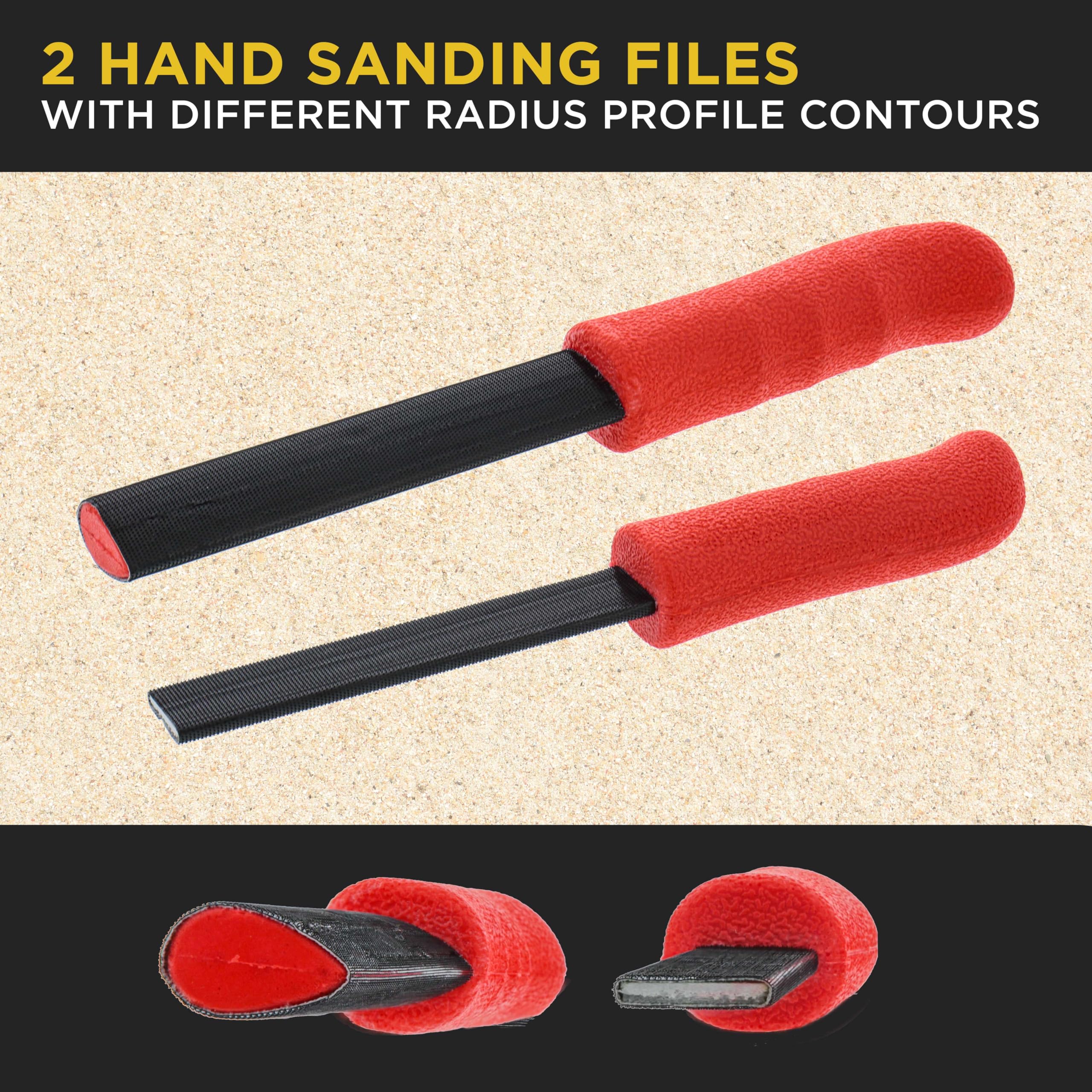 Dura-Gold Luthier Handschleifklotz-Set für Akustikgitarre mit 40 Blatt Klett-Schleifpapier-Set – Musikradius-Reparaturwerkzeuge, konvexe und konkave Profilformen, Feilenstifte – Sandholz