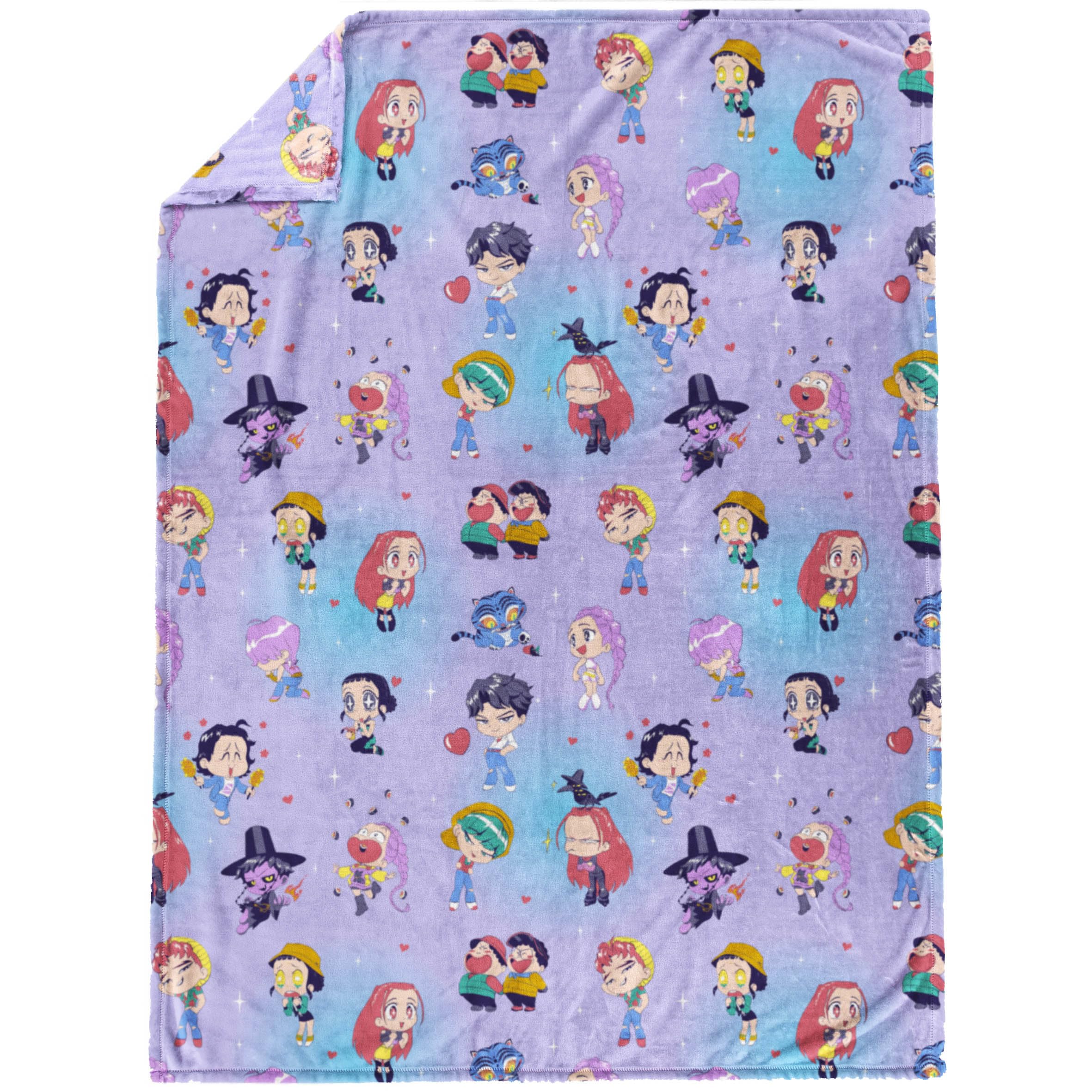 jay franco kids plush throw blanket – ultra soft cozy plush fleece for bed, couch, sofa, home décor, official licensed huntrix and saja boys, light purple - kpop demon hunters, 50x60 - large throw