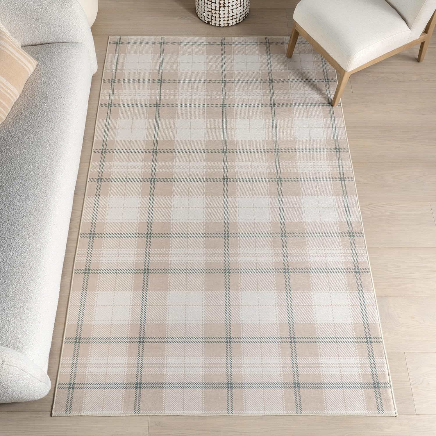 nuLOOM 5' x 8' Machine Washable Area Rug with Waterproof Spill Proof Surface, Non Slip Backing and Stain Resistant for Living Room, Bedroom, Kitchen, Dining Room, Callipoe Beige