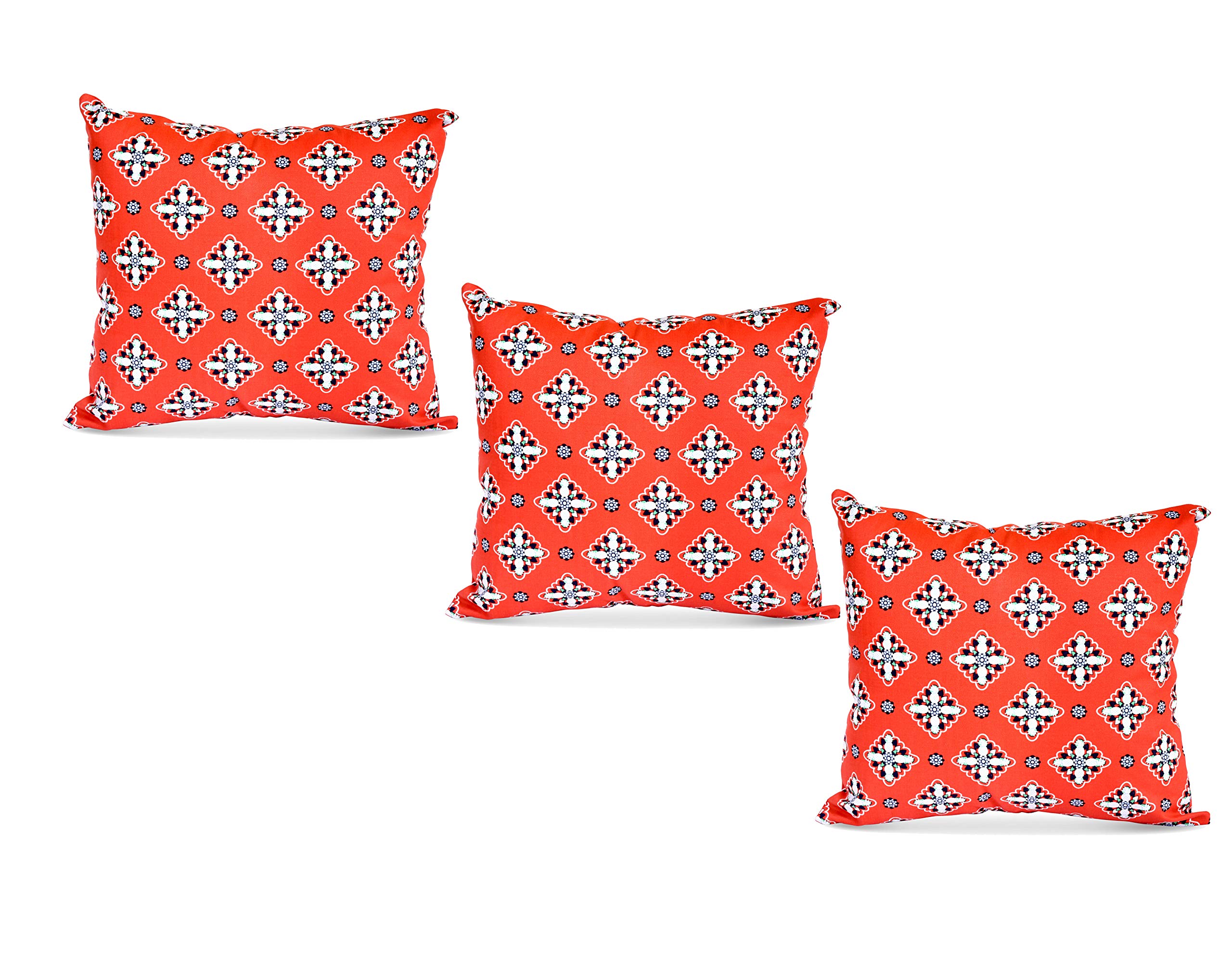 Tolexo Branded Cotton Twill Decorative Cushion Covers (16 X 16 Inches), Set of 3 - (Red)