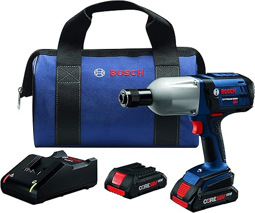 Bosch HTH182-B25 Llave de impacto de alto par de 18 V con hexagonal de 716 pulgadas con (2) baterías compactas de núcleo de 4.0 Ah