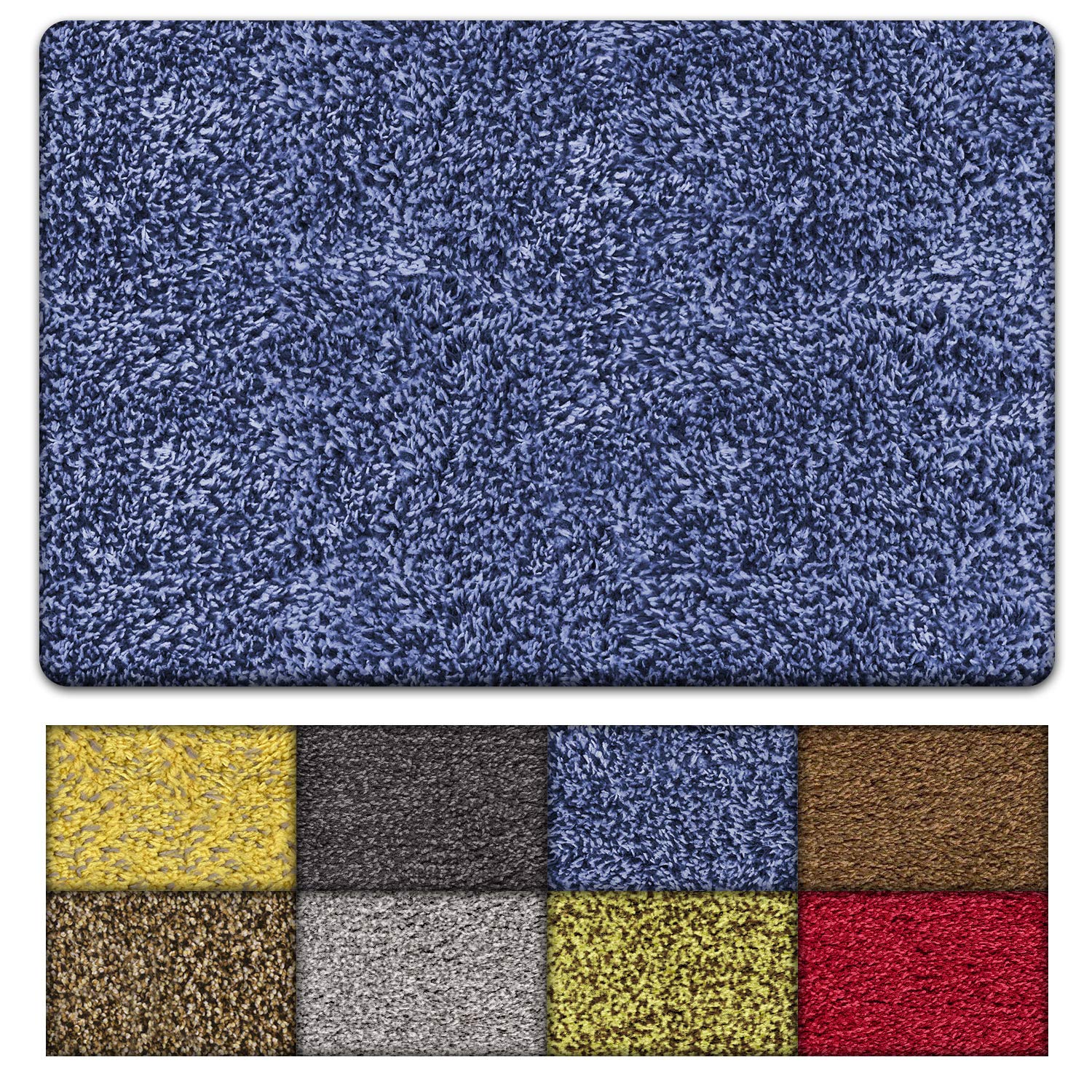 Kaluns Door Mat, Front Doormat, Super Absorbent Mud Mats, Doormats for Entrance Way, Entry Rug, Non Slip PVC Waterproof Backing, Shoe Mat for Entryway, Machine Washable (18x28 Blue)