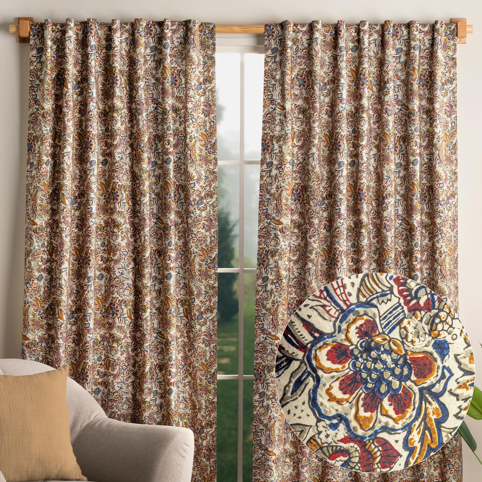 Photo 1 of Maison d' Hermine Curtains for Living Room 100% Cotton 50"x96" (Pack of 2)