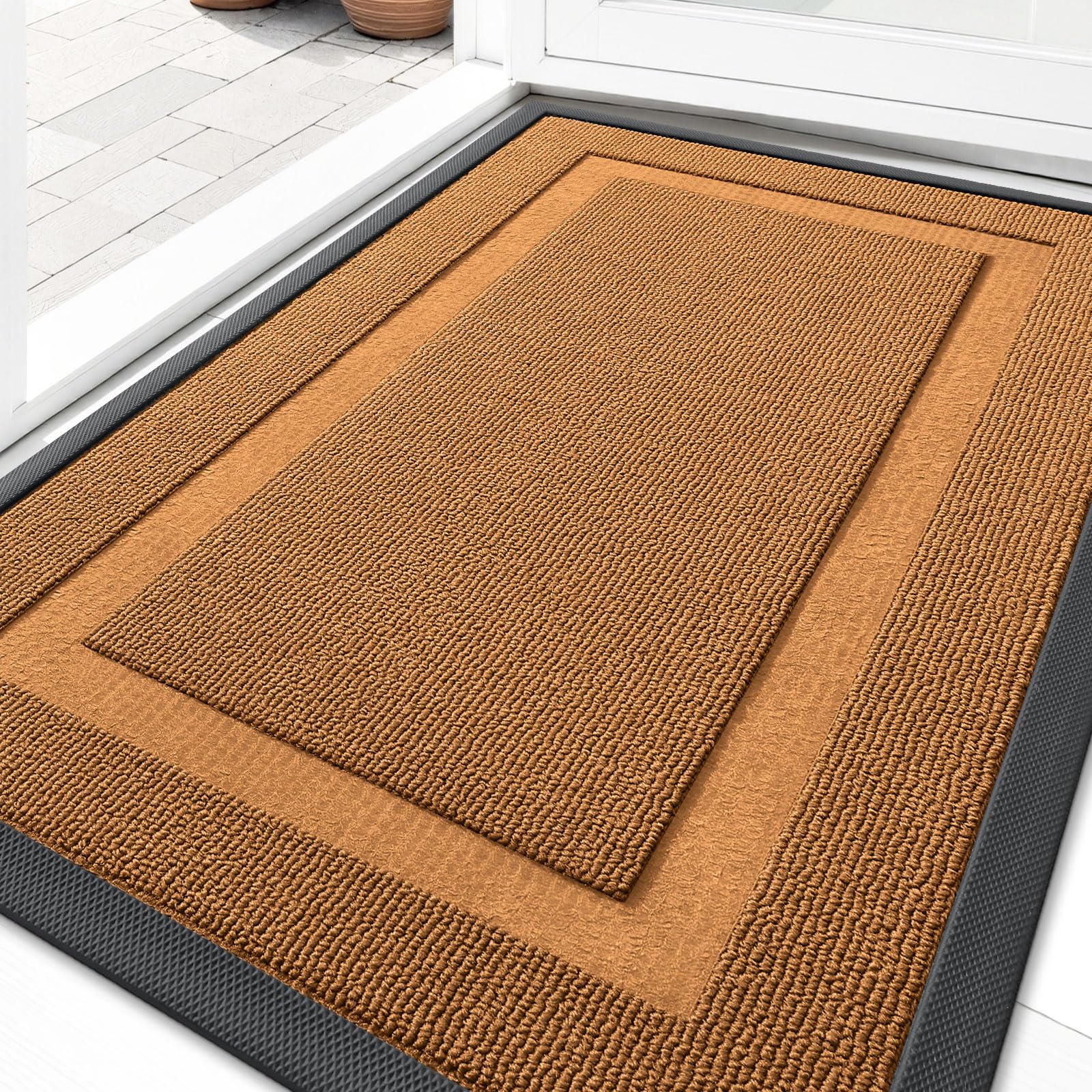 OLANLY Front Door Mat Outside 33x21, All-Season Heavy-Duty Rubber Doormat