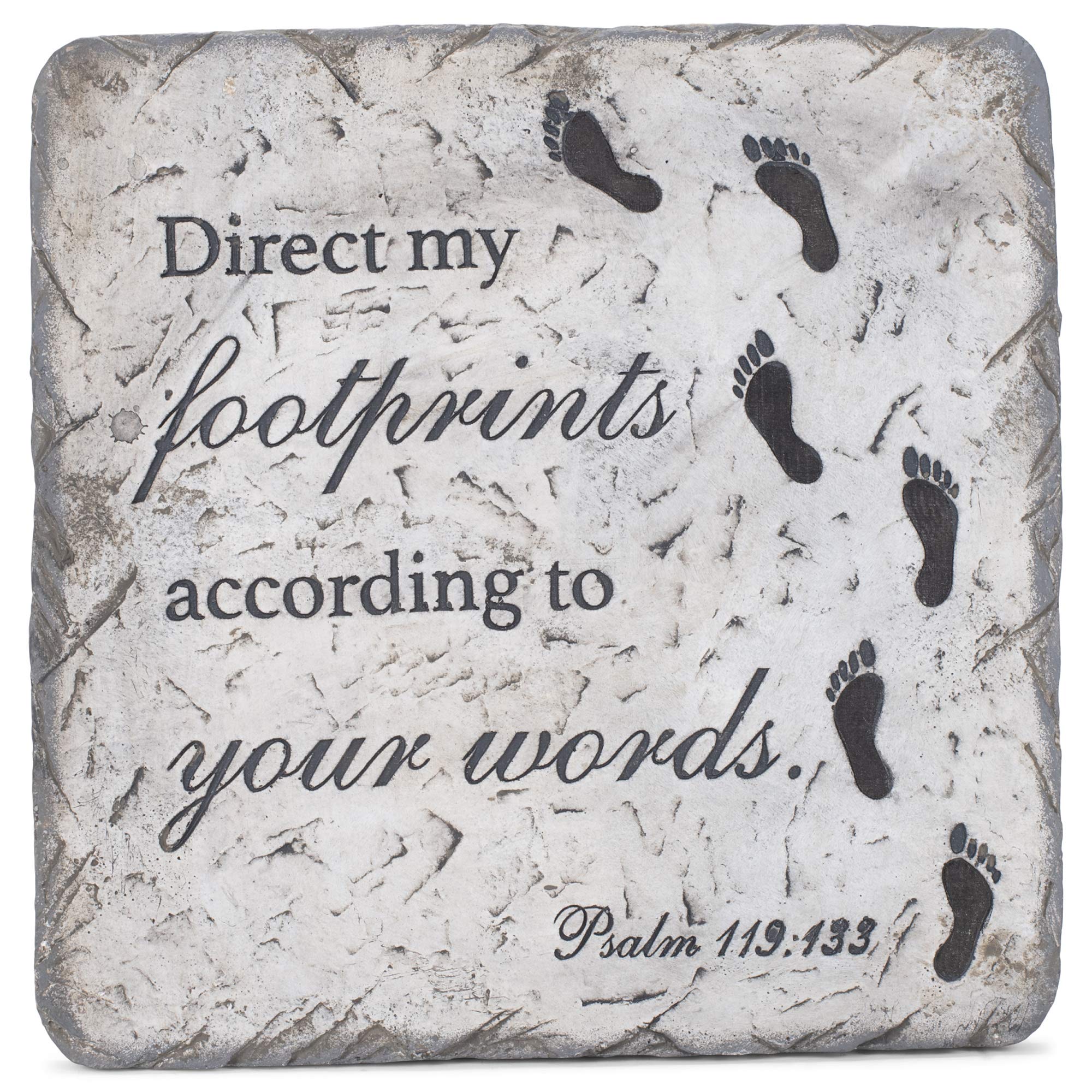 Transpac Footprints According Your Words Grey 10 x 10 Cement Decorative Outdoor Garden Stone