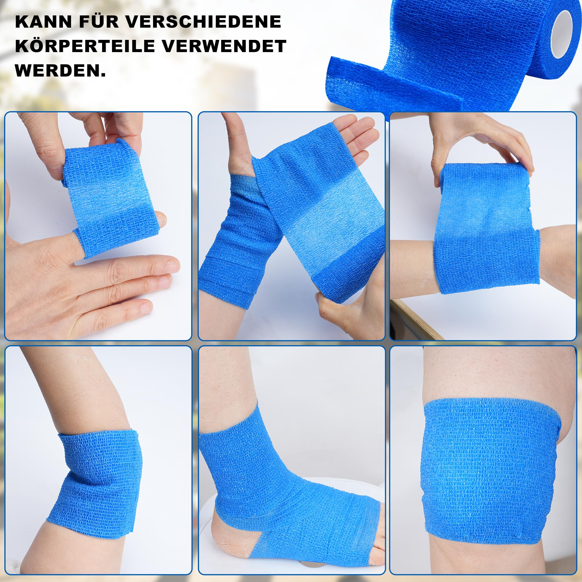 12 Selbstklebender Verband, Haftbandage Selbstklebend 10cm*4,5m, Selbsthaftende Bandage, Elastischer Fixierbinde Haftbandage Kohäsive Bandagen Elastische Binde für Katze, Hund, Pferd