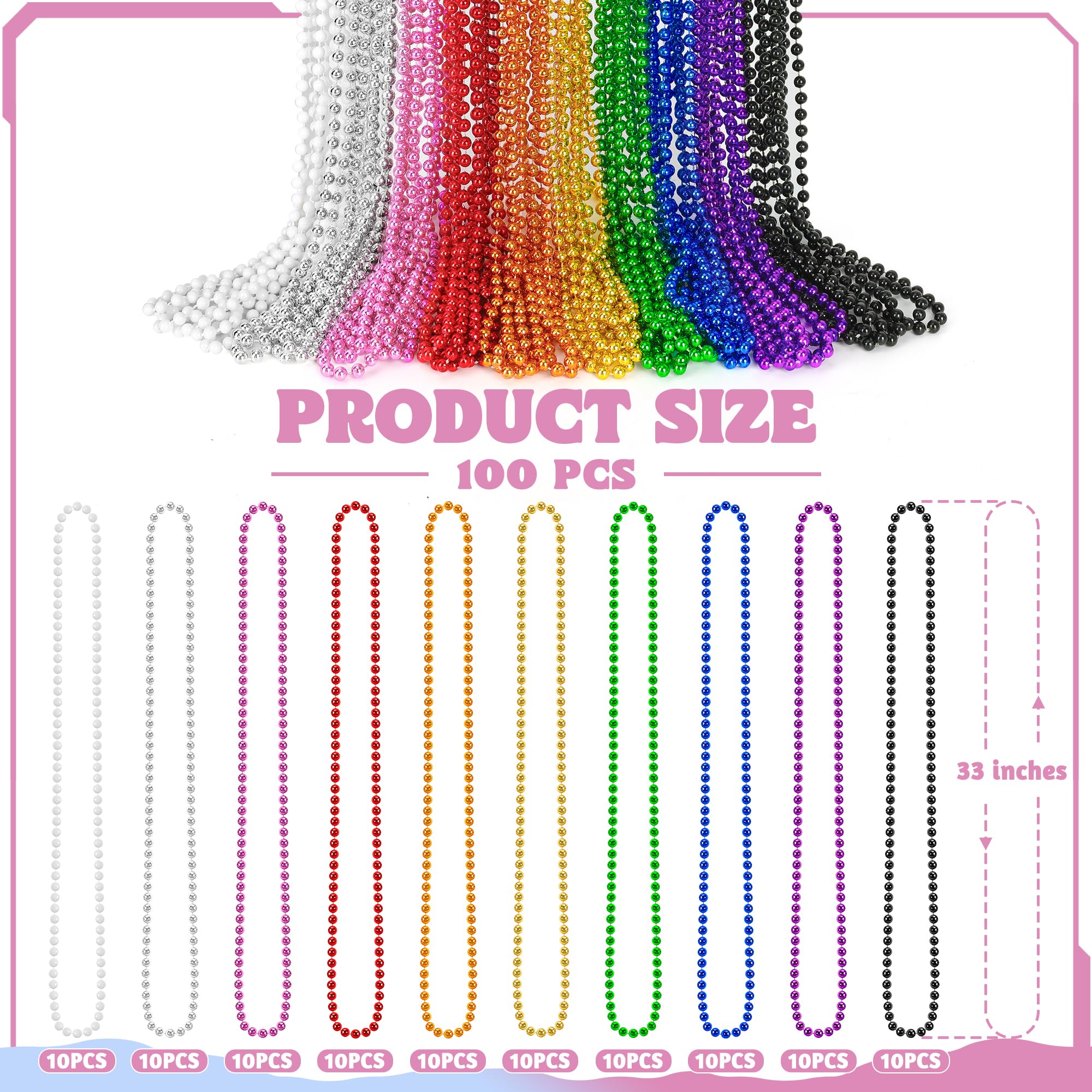100 PCS Mardi Gras Beads, 33