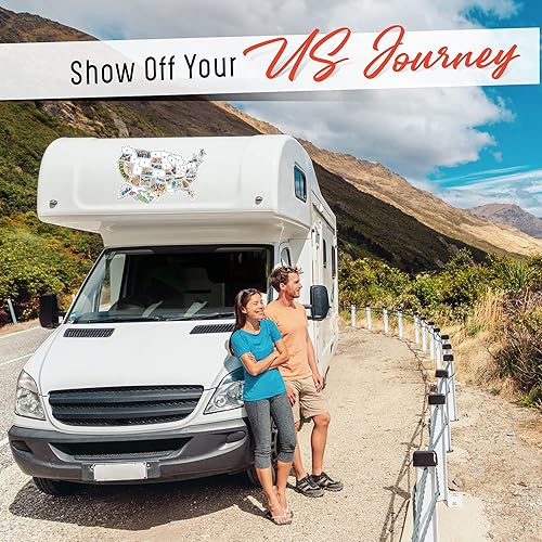 Miniatura 5 de Adhesivo para caravanas con mapa de viaje de Estados Unidos | 50 calcomanías de Estados Unidos | Adhesivos de vinilo visitados por Estados Unidos