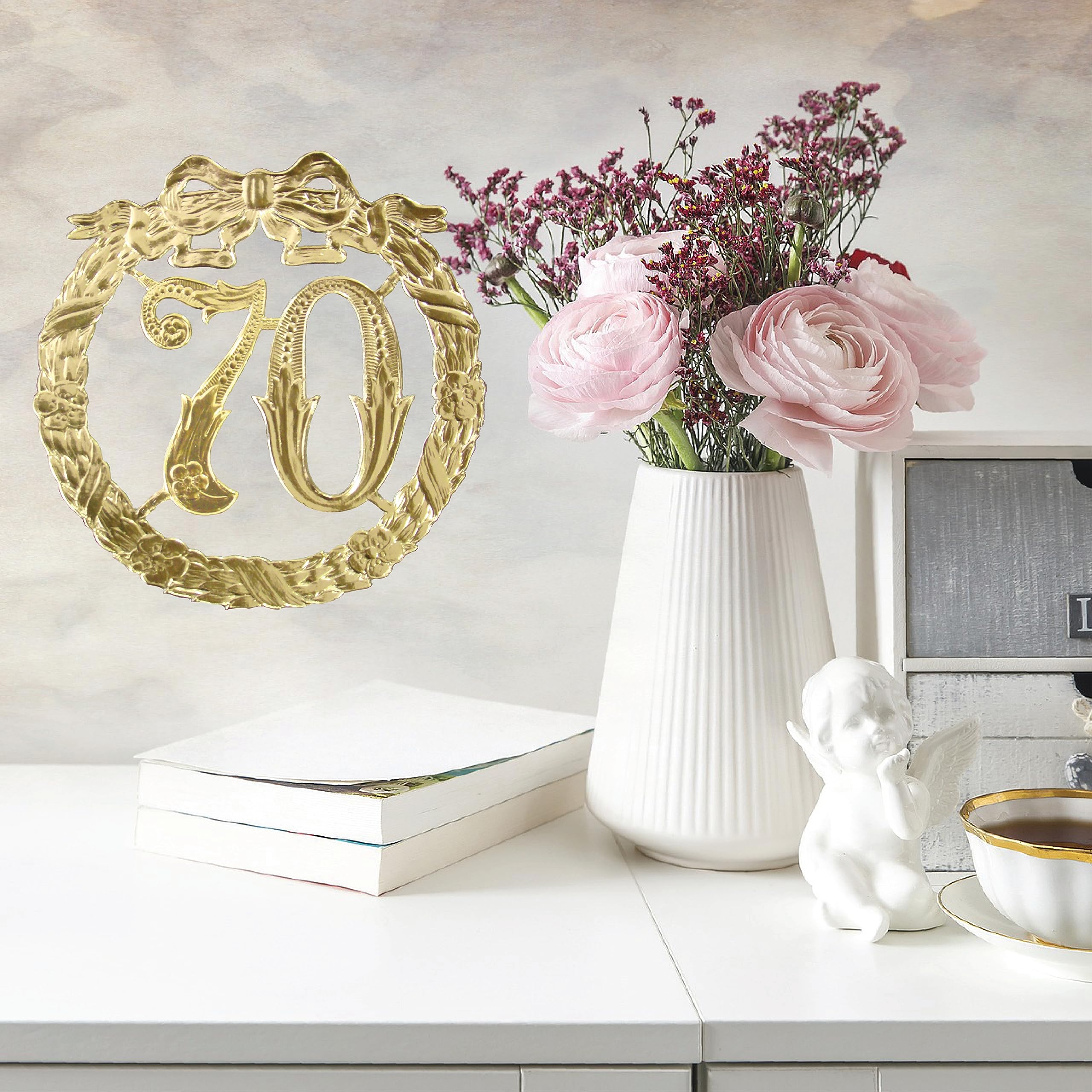 Kunze Dresden Party Anniversary Jubilee Number 70, 5-1/8-Inch, Gold - Image 2