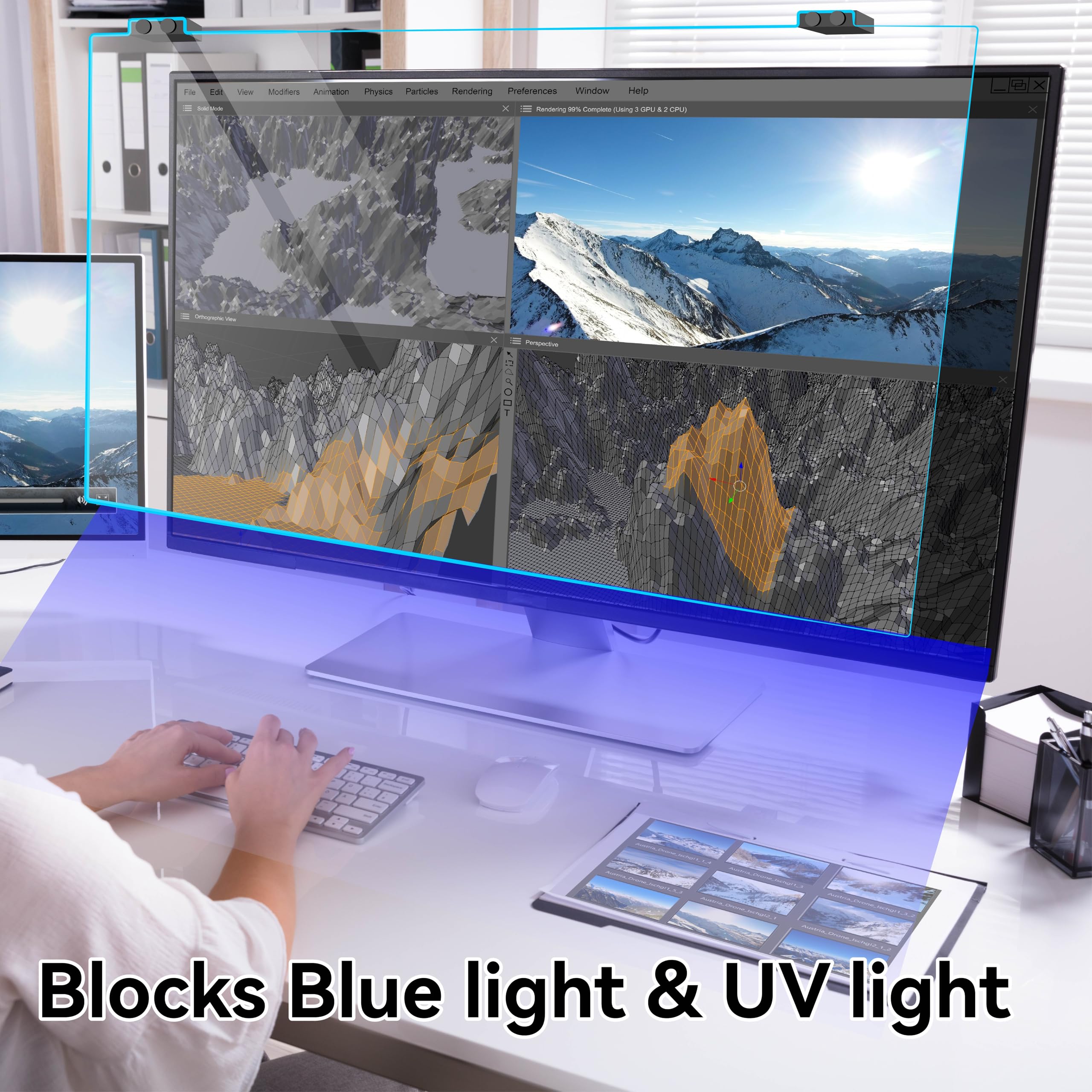MOSISO Protector Écran Bloqueur de Lumières Bleues 20-22 Pouces Anti-Réflexion Protection des Yeux